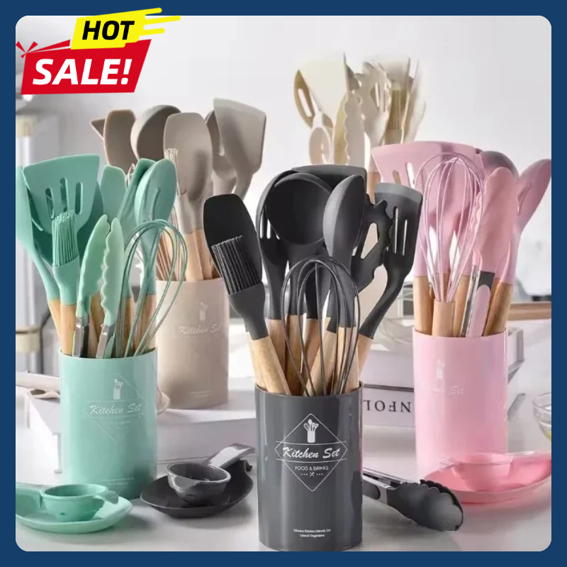 Silicone Spatula Set - 12-częściowy zestaw silikonowych przyborów kuchennych, nieprzywierające