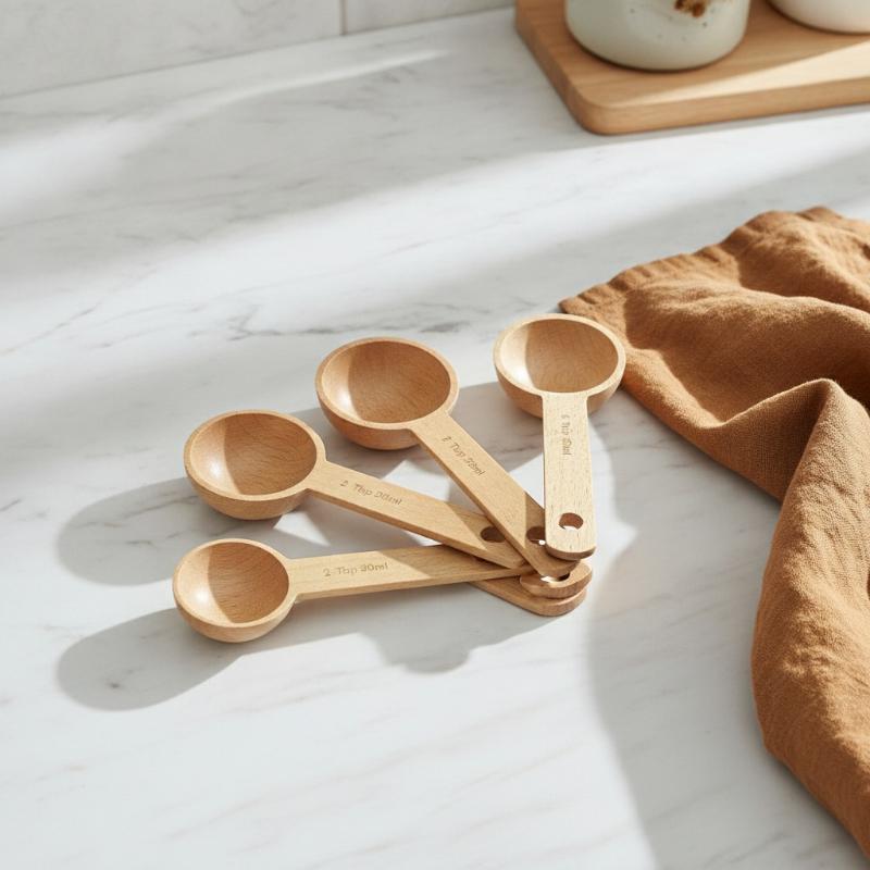 Kitchen Gadgets For Gifts - Drewniana miarka kuchenna 7.5-45ML, przenośna, z
